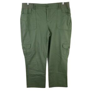 Gloria Vanderbilt Ribbed Cargo Capri Olive Moss Army Green Pants Womens 12